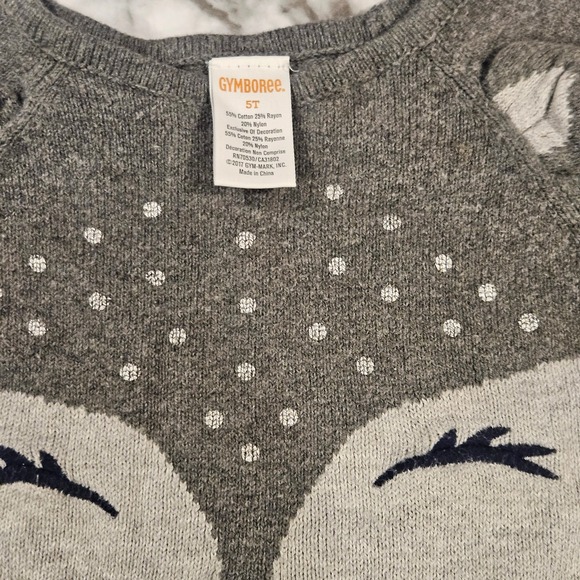 Gymboree Toddler Girls Gray Woodland Fox Face Sweater Dress 5T Long Sleeve - Picture 4 of 5
